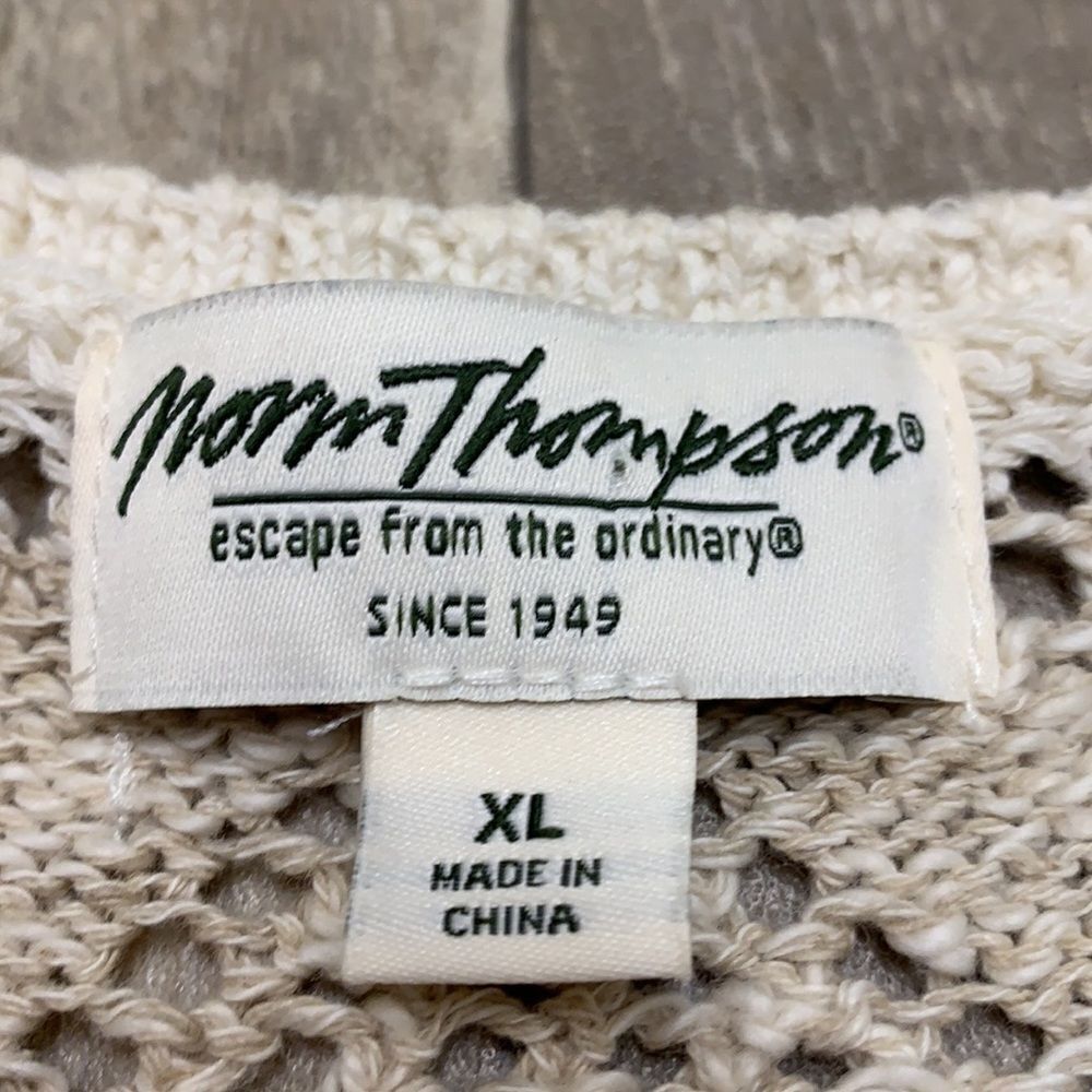 Womens Norm Thompson Linen Blend Crochet 3/4 Sleeves Sweater‎ - Picture 3 of 4